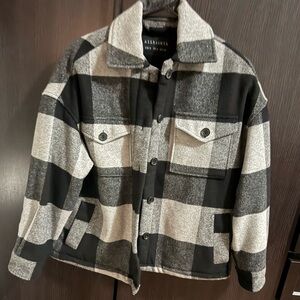 All Saints Black and Gray Checkered Jacket